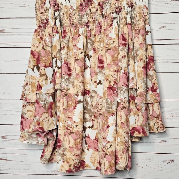 akaiv Off Shoulder Tiered Sleeve Floral Mini Dress - Picture 8 of 10
